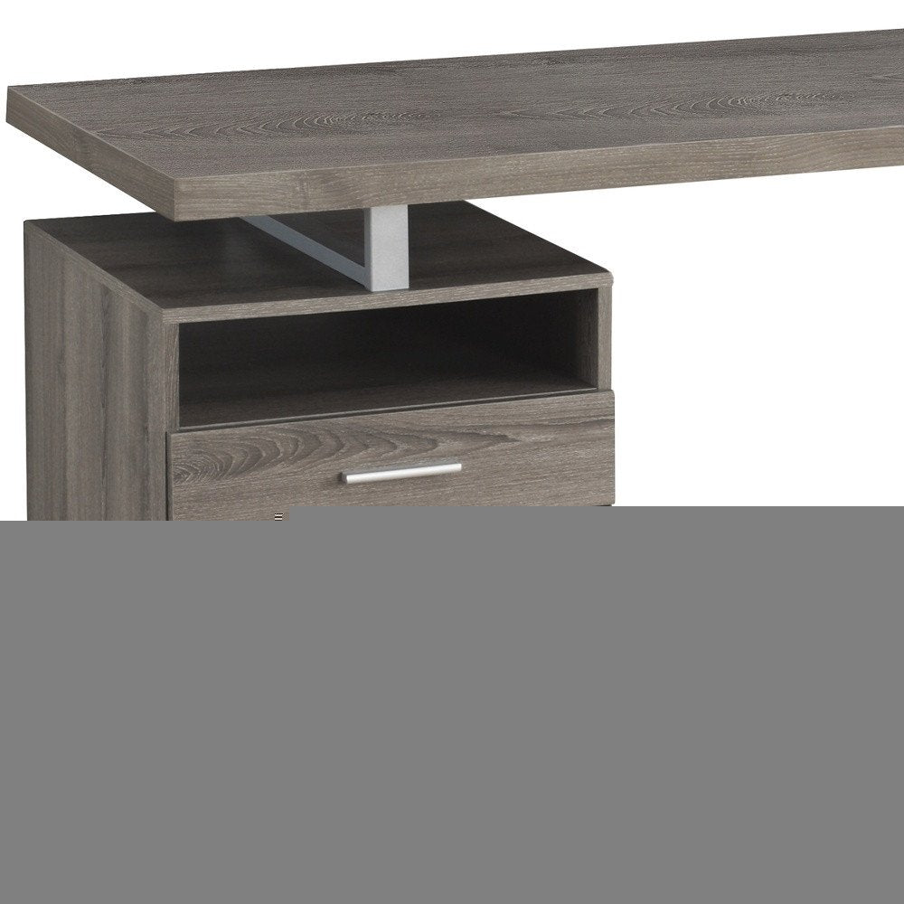 60" Taupe and Silver Computer Desk With Two Drawers