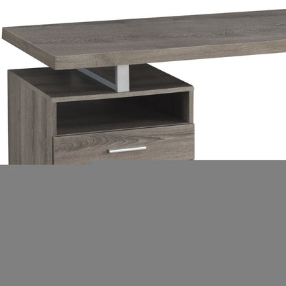 60" Taupe and Silver Computer Desk With Two Drawers