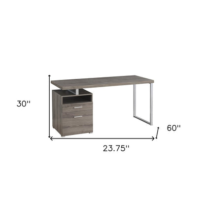 24" White and Silver Computer Desk With Two Drawers