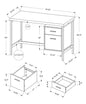 47" White and Silver Computer Desk With Two Drawers