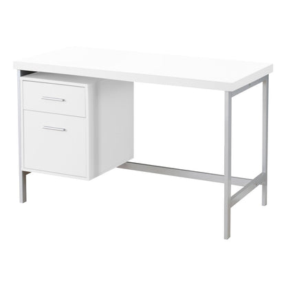 24" Gray and Black Computer Desk With Two Drawers
