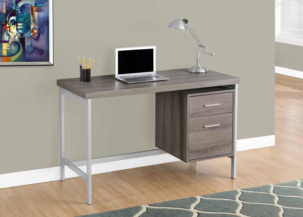 24" Gray and Black Computer Desk With Two Drawers