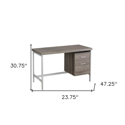 24" Gray and Black Computer Desk With Two Drawers