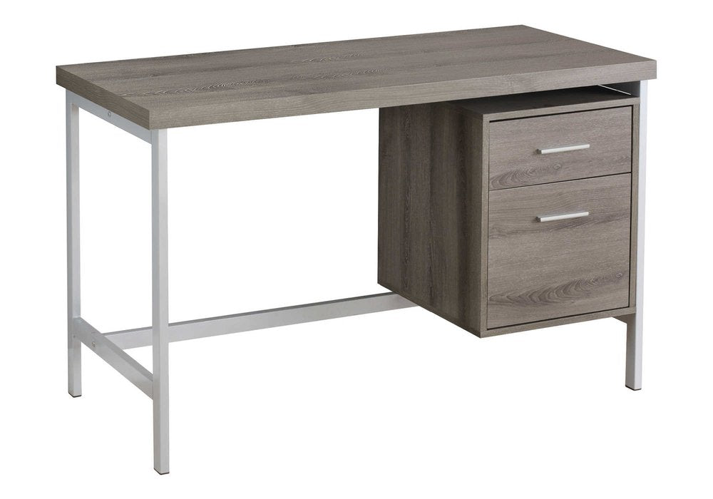 47" White and Silver Computer Desk With Two Drawers