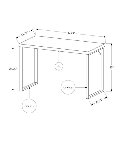 24" White and Silver Computer Desk