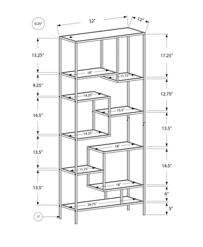 72" Silver Metal And Glass Etagere Bookcase