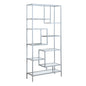 72" Silver Metal And Glass Etagere Bookcase