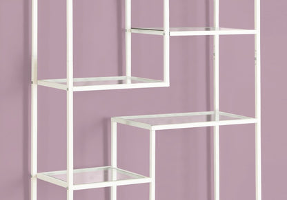 72" Silver And Clear Metal and Glass Nine Tier Etagere Bookcase