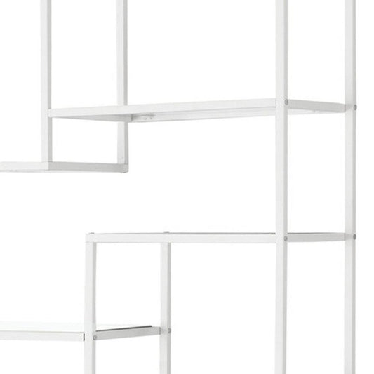 72" Silver And Clear Metal and Glass Nine Tier Etagere Bookcase