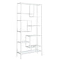 72" Silver Metal And Glass Etagere Bookcase