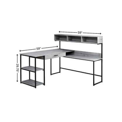 59" Taupe and Black L Shape Computer Desk