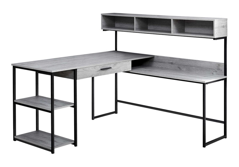 59" Taupe and Black L Shape Computer Desk