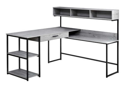 59" Gray and Black L Shape Computer Desk
