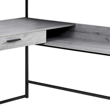 59" Taupe and Black L Shape Computer Desk