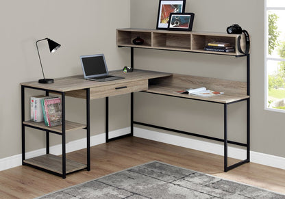 59" Gray and Black L Shape Computer Desk