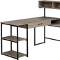 59" Taupe and Black L Shape Computer Desk