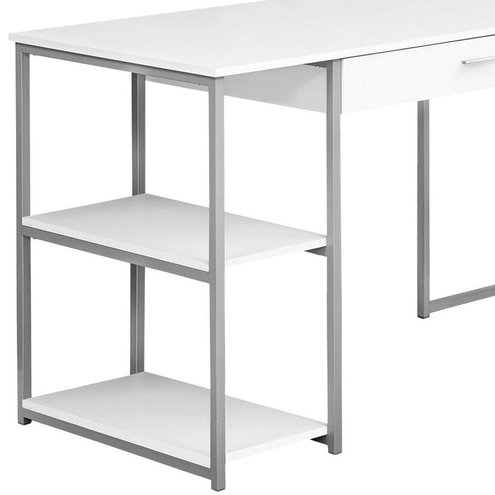59" Taupe and Black L Shape Computer Desk