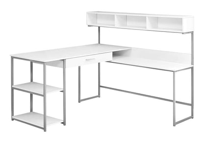 59" Taupe and Black L Shape Computer Desk