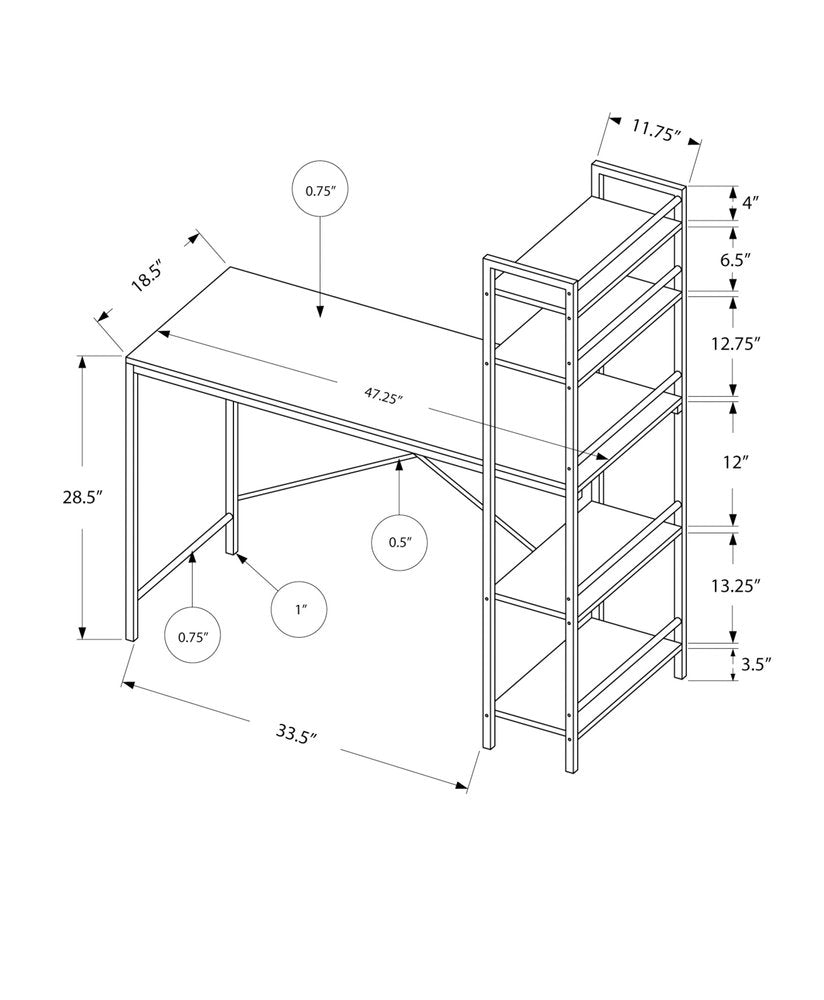 47" White Computer Desk