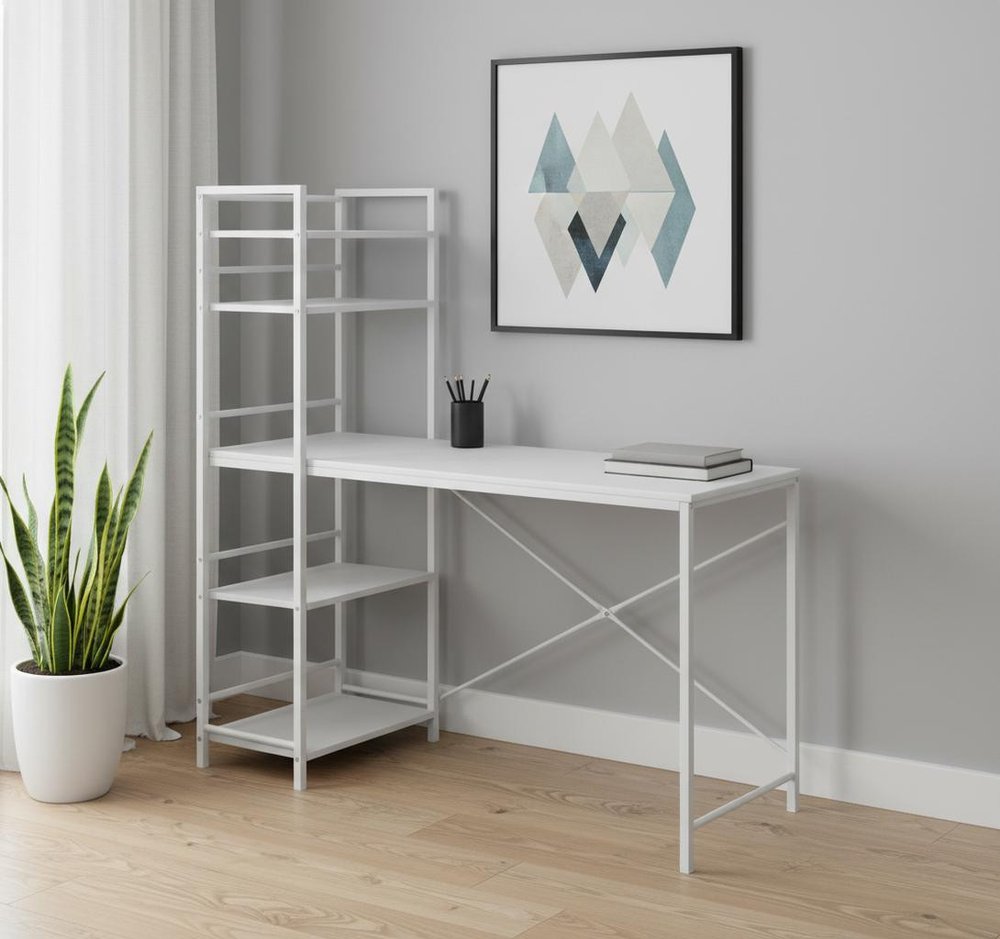 47" Dark Brown and Silver Computer Desk