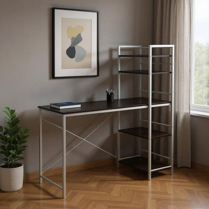 47" Dark Brown and Silver Computer Desk