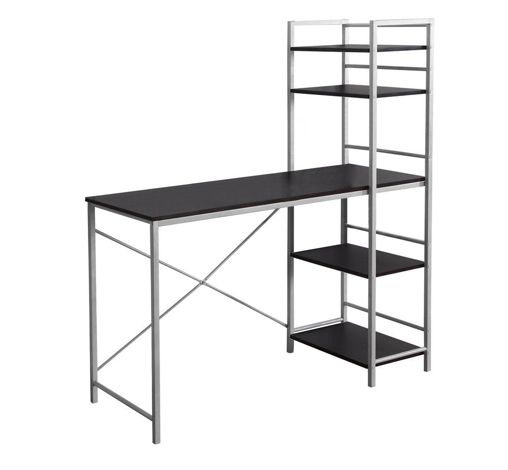 47" Dark Brown and Silver Computer Desk