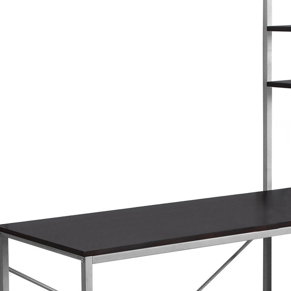 47" Dark Brown and Silver Computer Desk