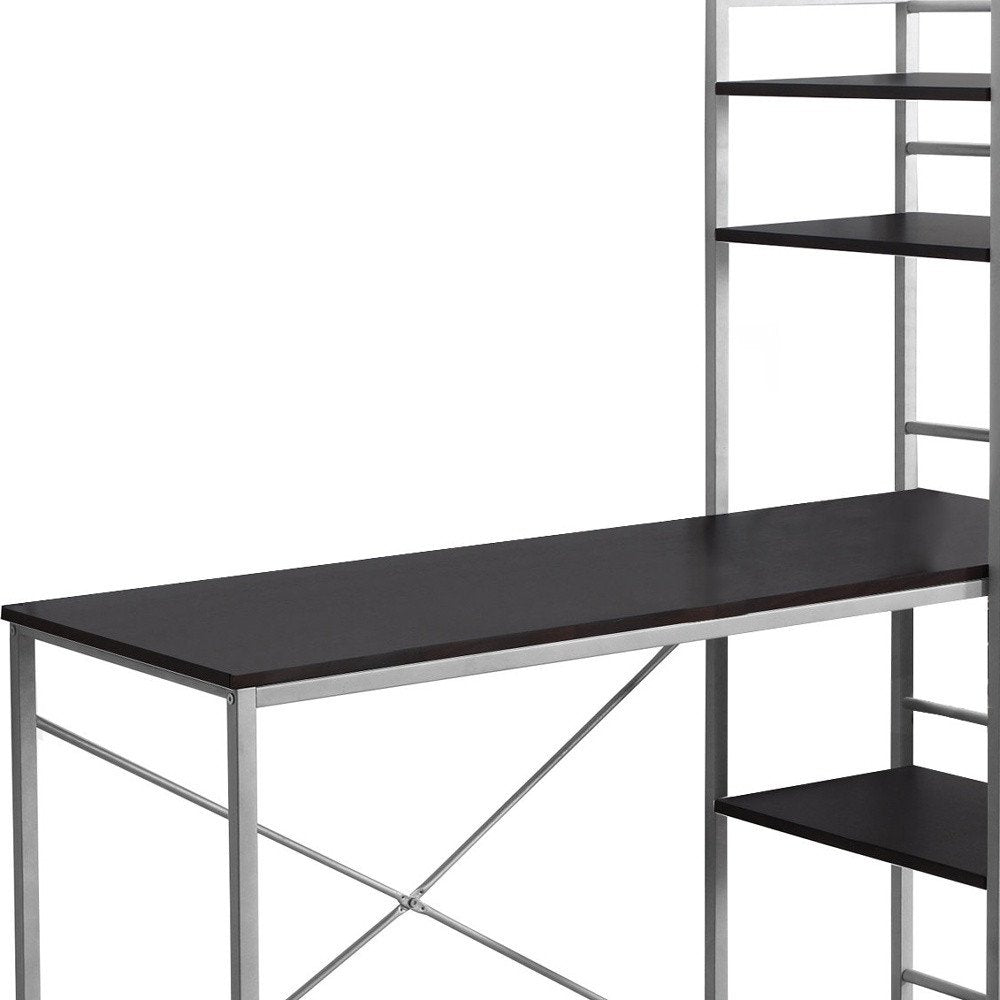 47" Dark Brown and Silver Computer Desk
