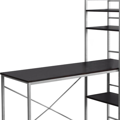 47" Dark Brown and Silver Computer Desk