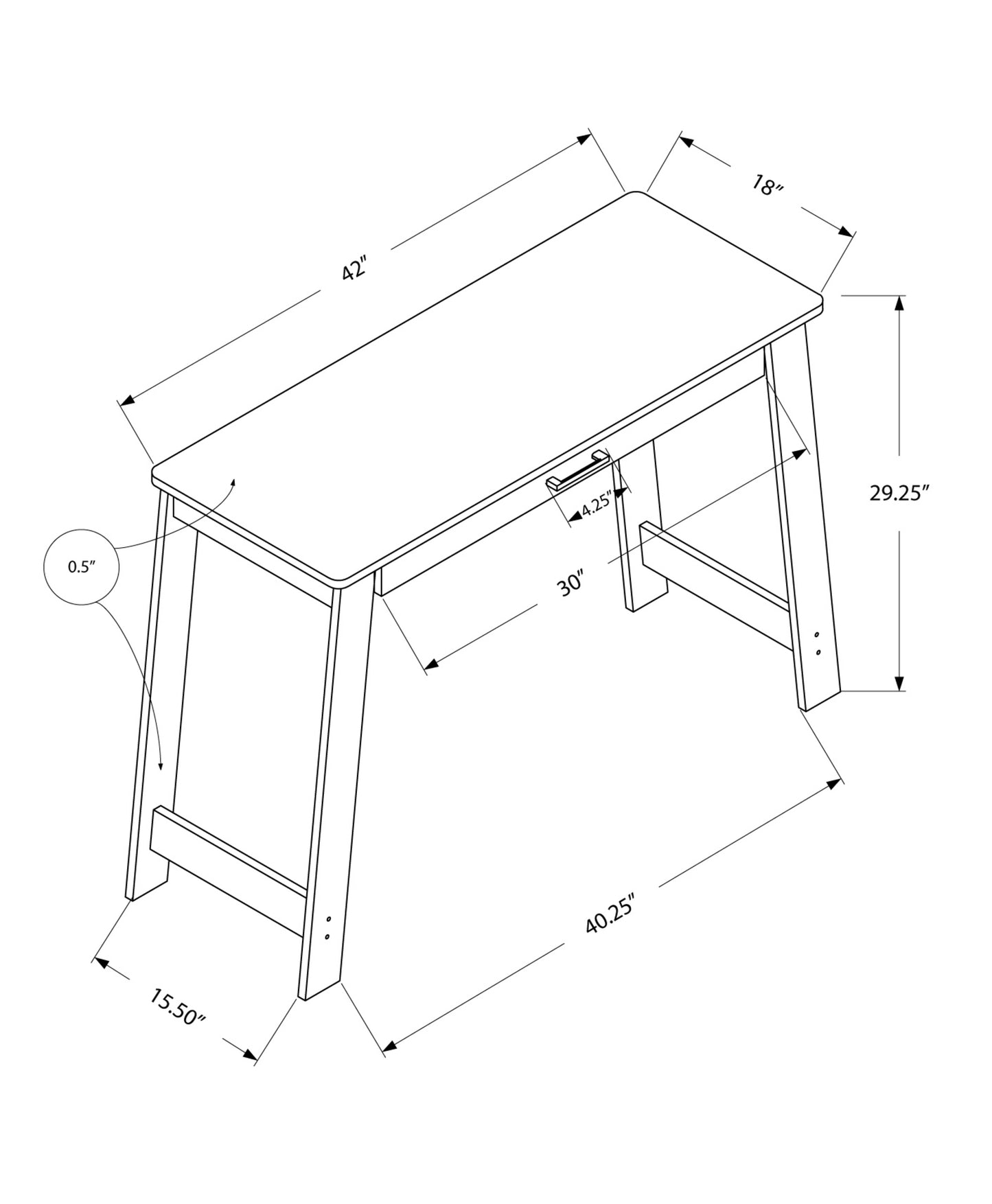 18" Taupe Computer Desk