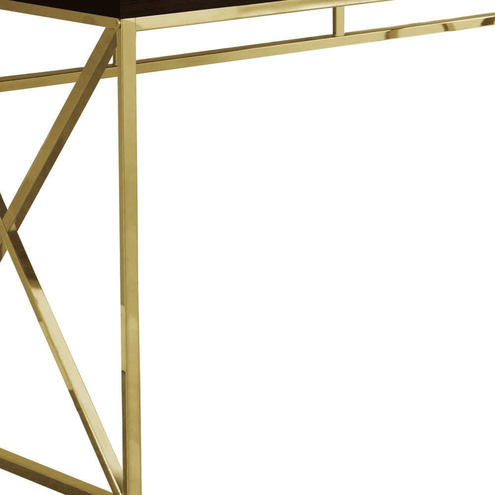 47" Espresso and Gold Writing Desk