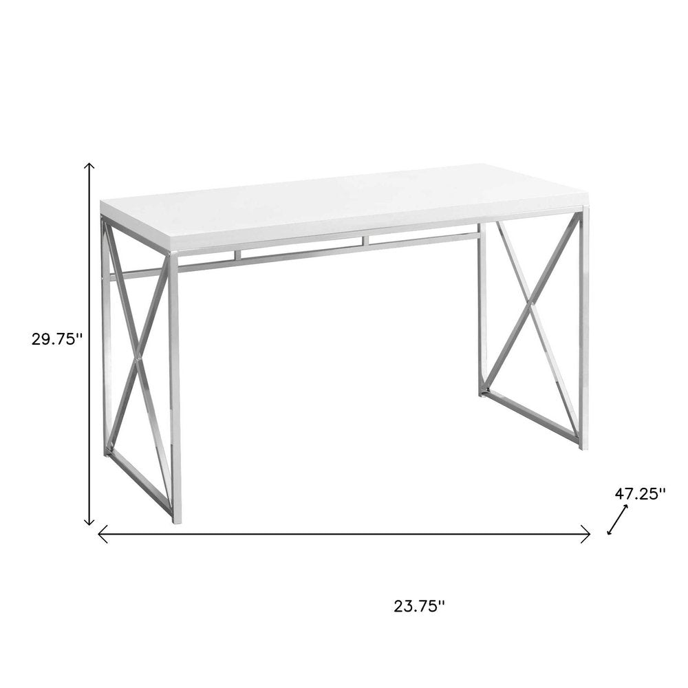 24" White and Silver Computer Desk