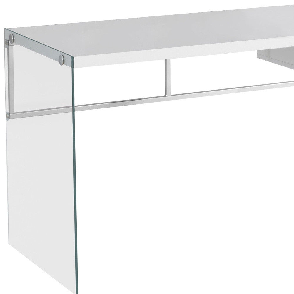 48" White and Clear Computer Desk