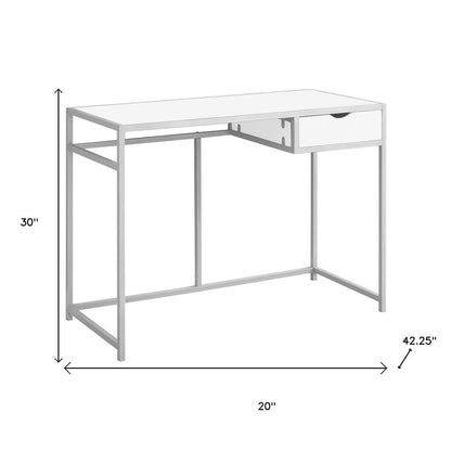 20" White and Silver Computer Desk