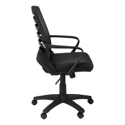 Black Polyester Seat Swivel Adjustable Task Chair Mesh Back Plastic Frame