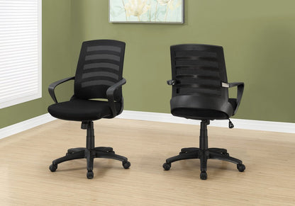 Black Polyester Seat Swivel Adjustable Task Chair Mesh Back Plastic Frame