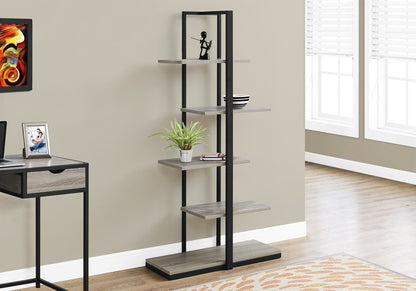 Taupe Metal Five Tier Etagere Bookcase