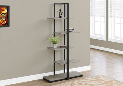 Taupe Metal Five Tier Etagere Bookcase