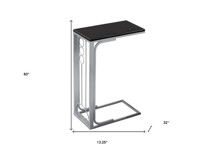 60" Gray And Black Wood And Metal End Table