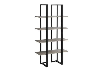 60" Gray And Black Wood And Metal End Table