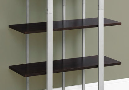 Espresso Metal Four Tier Bookcase