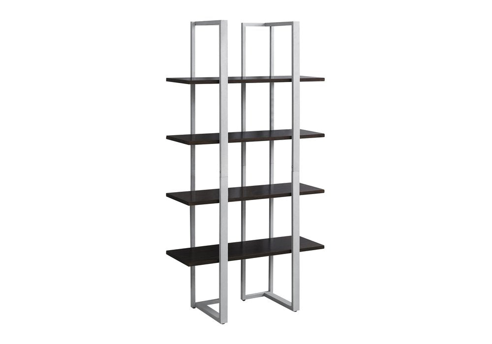 Espresso Metal Four Tier Bookcase