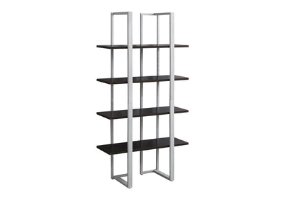 Espresso Metal Four Tier Bookcase