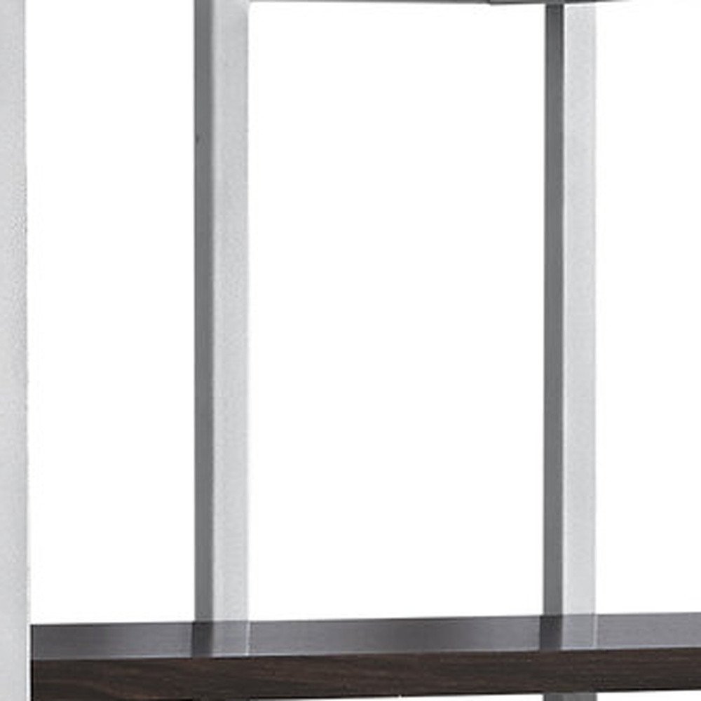 Espresso Metal Four Tier Bookcase