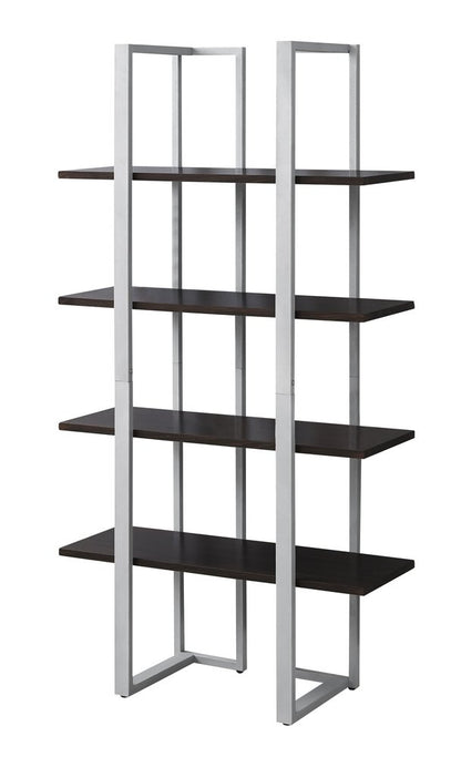 Espresso Metal Four Tier Bookcase