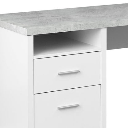 78" Gray and Silver L Shape Computer Desk With Two Drawers