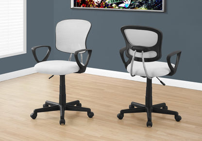 White Polyester Seat Swivel Adjustable Task Chair Mesh Back Plastic Frame