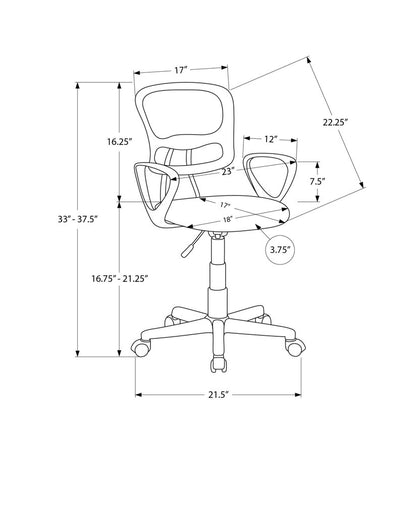 White Polyester Seat Swivel Adjustable Task Chair Mesh Back Plastic Frame