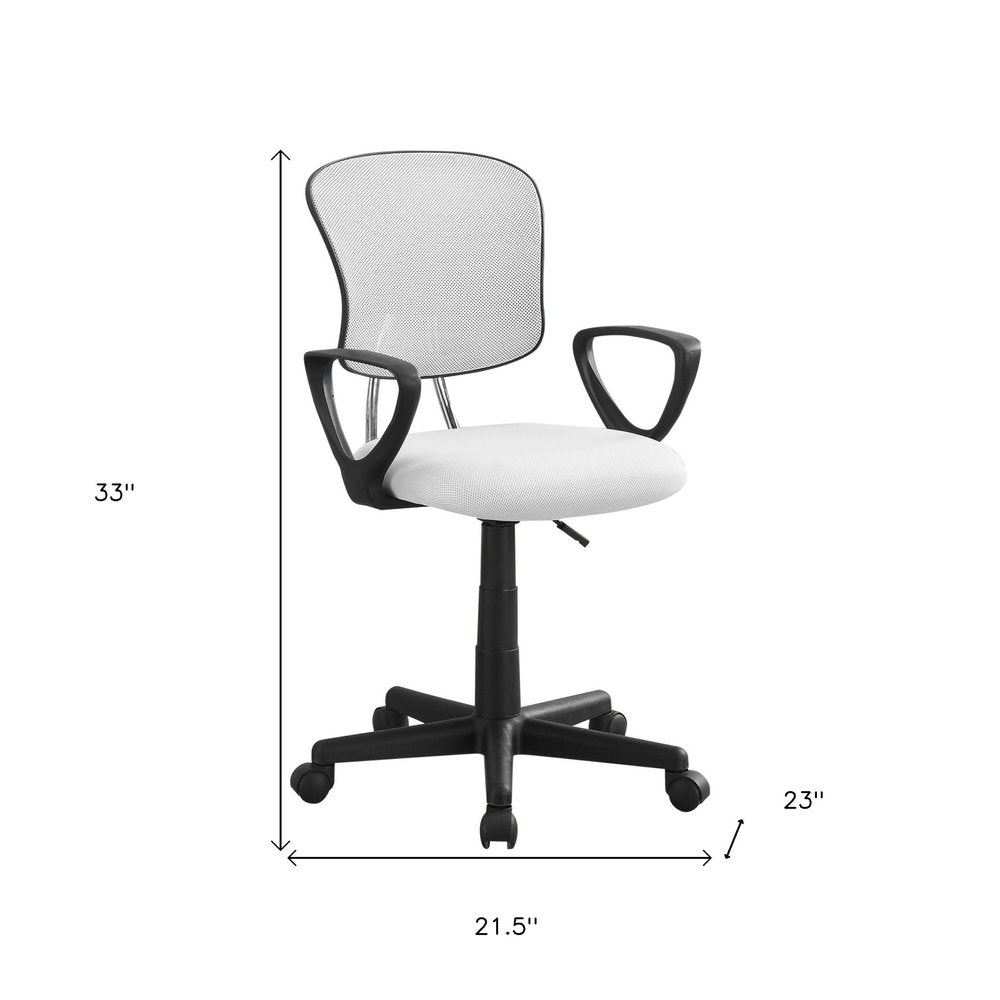 White Polyester Seat Swivel Adjustable Task Chair Mesh Back Plastic Frame