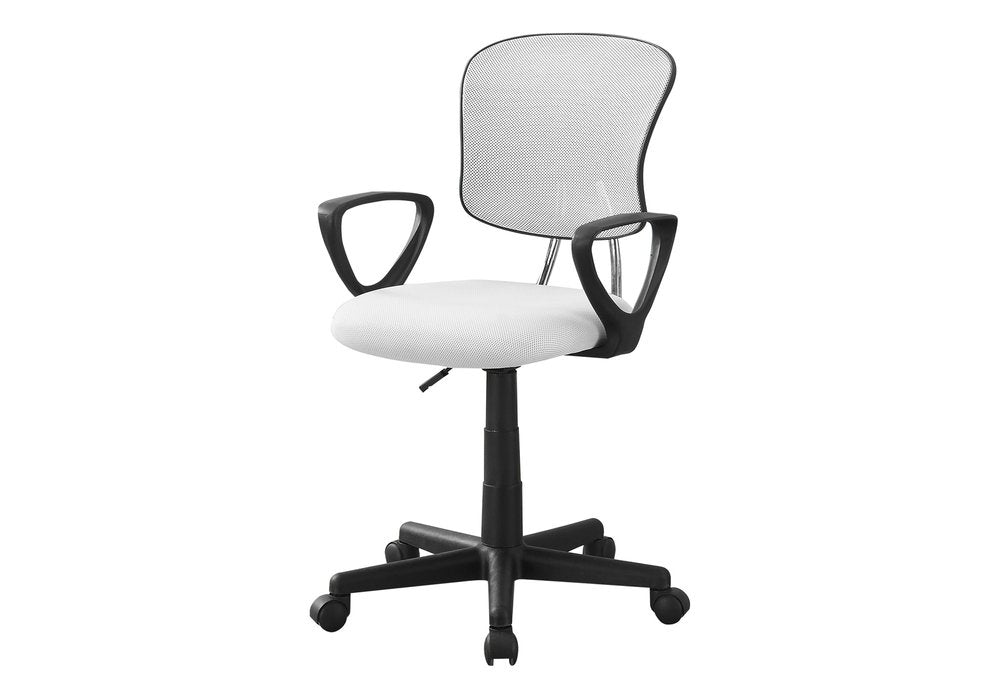 White Polyester Seat Swivel Adjustable Task Chair Mesh Back Plastic Frame